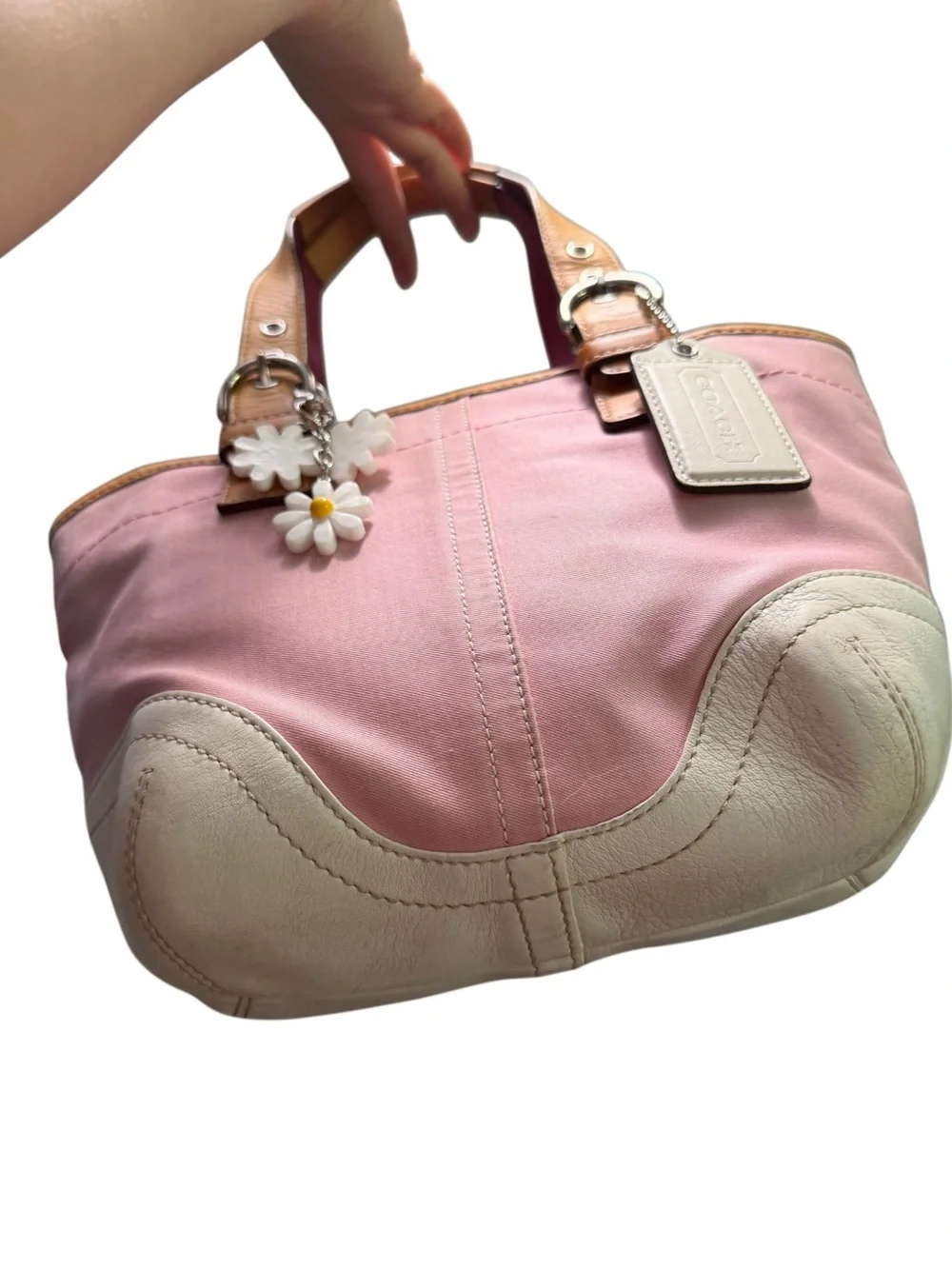 Coach Pink Canvas soho small daisy Tote 🌼